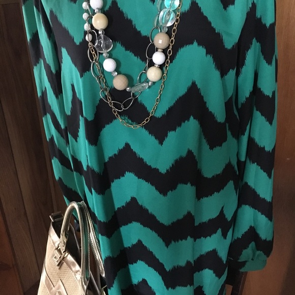 Teal boho chevron dress - Picture 2 of 8